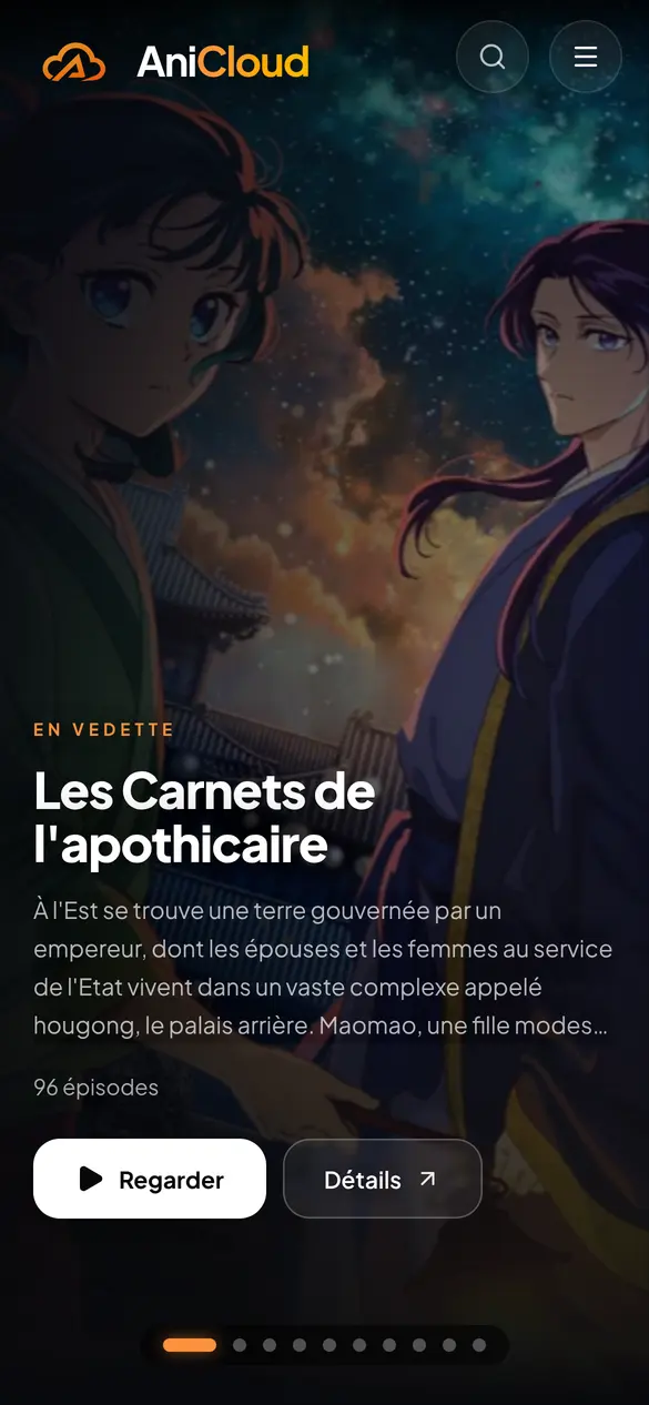 AniCloud sur mobile : l’animé en vedette.